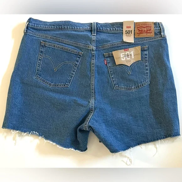 Levi's 501 Original Women's High Rise Jean Short Button Up Size 18W Blue, NEW - Picture 3 of 16